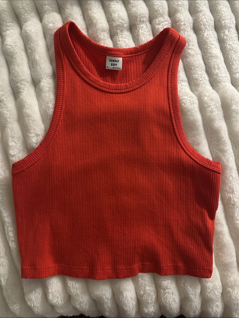 Sunday Best Orange Ribbed Cropped Tank Top